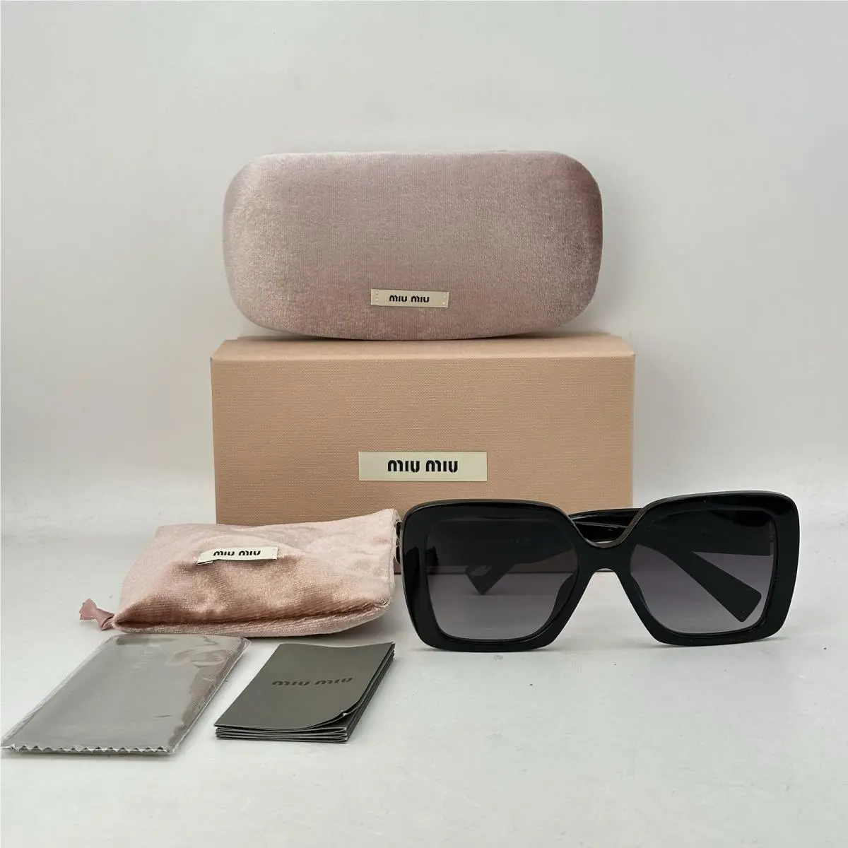Womens Oversize Square Gradient Full Rim Sunglasses SMU10Y Black/gray by Miu Miu