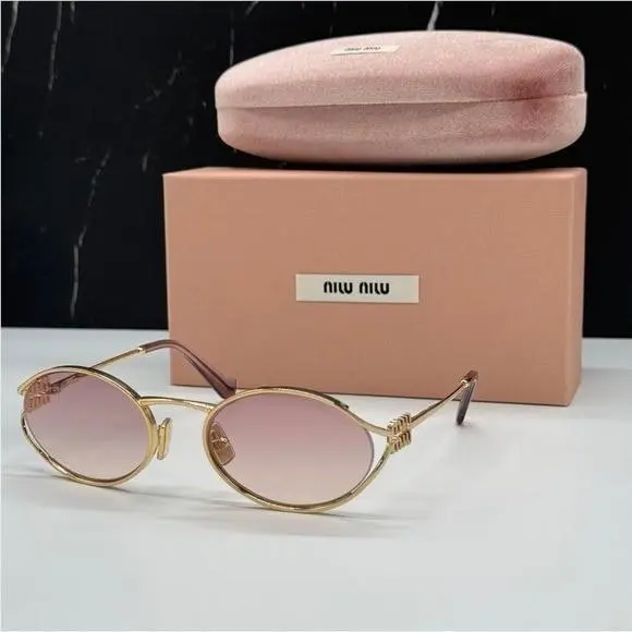 MU52YS 5AK06S Oval Pink Gold Women Sunglasses  MU 52YS Smu 52Y by Miu Miu