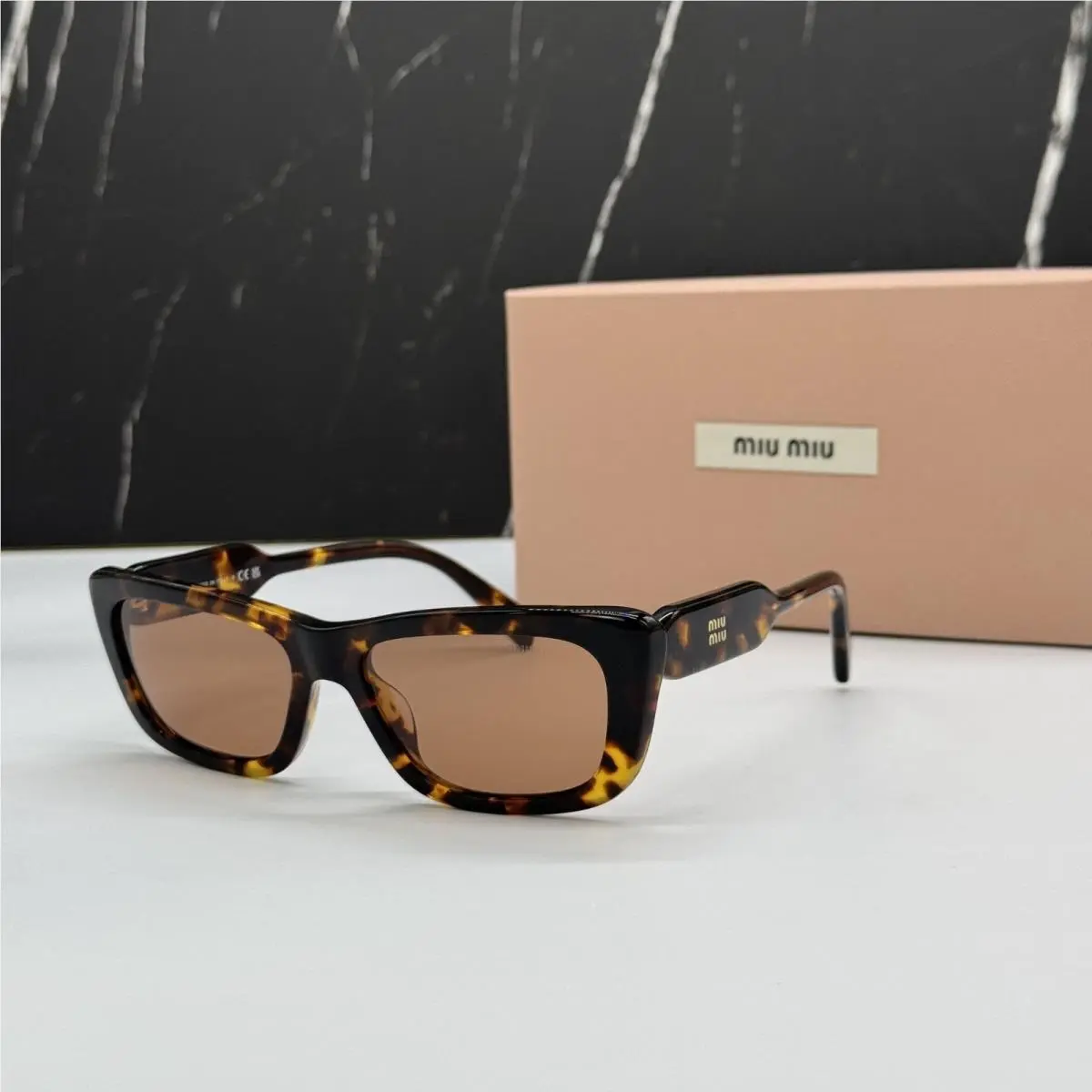 MU B12S 14L20D Havana Brown Cat Eye Sunglasses MUB12S by Miu Miu