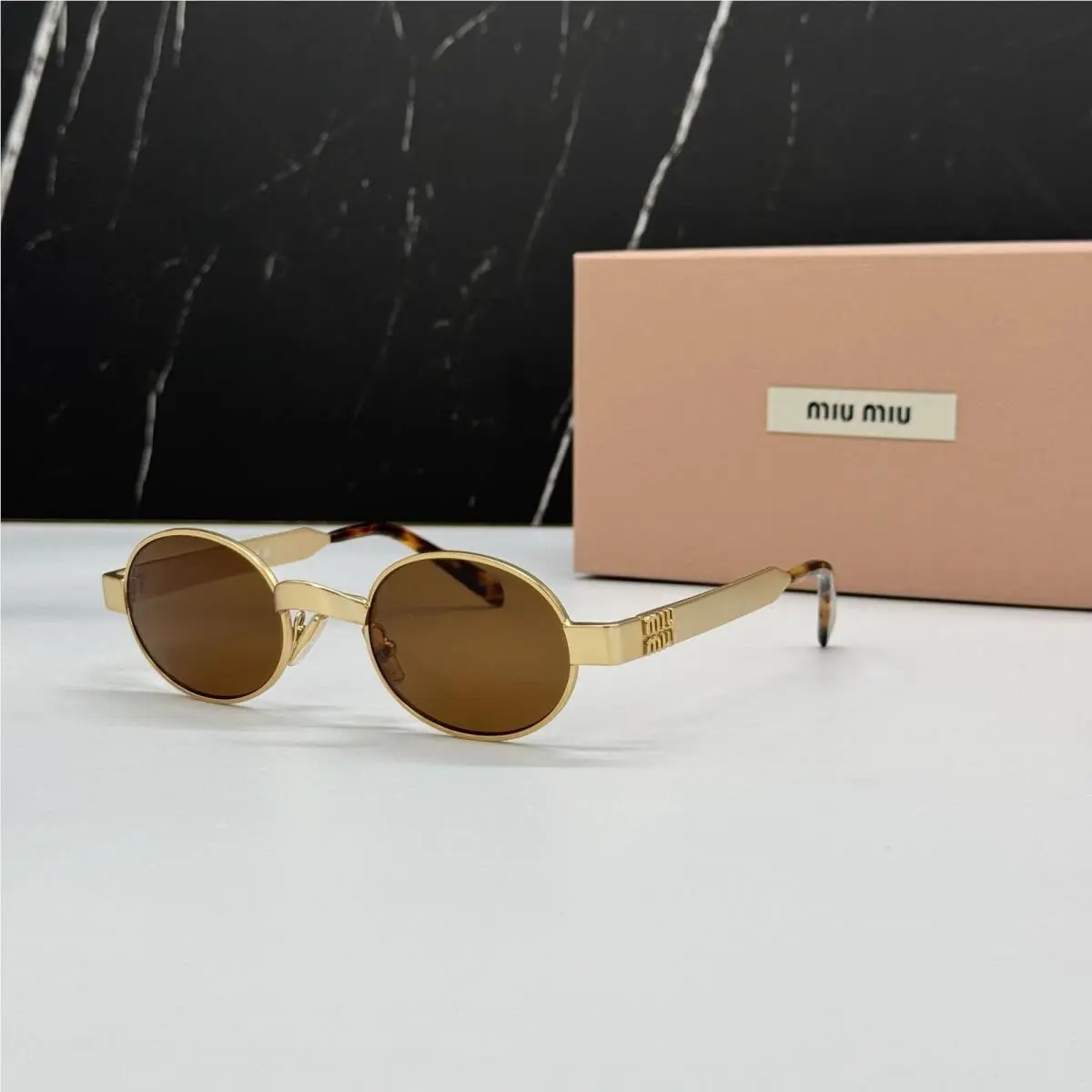 MUB51S Gold Gray Women Sunglasses MU B51S 22M20V by Miu Miu