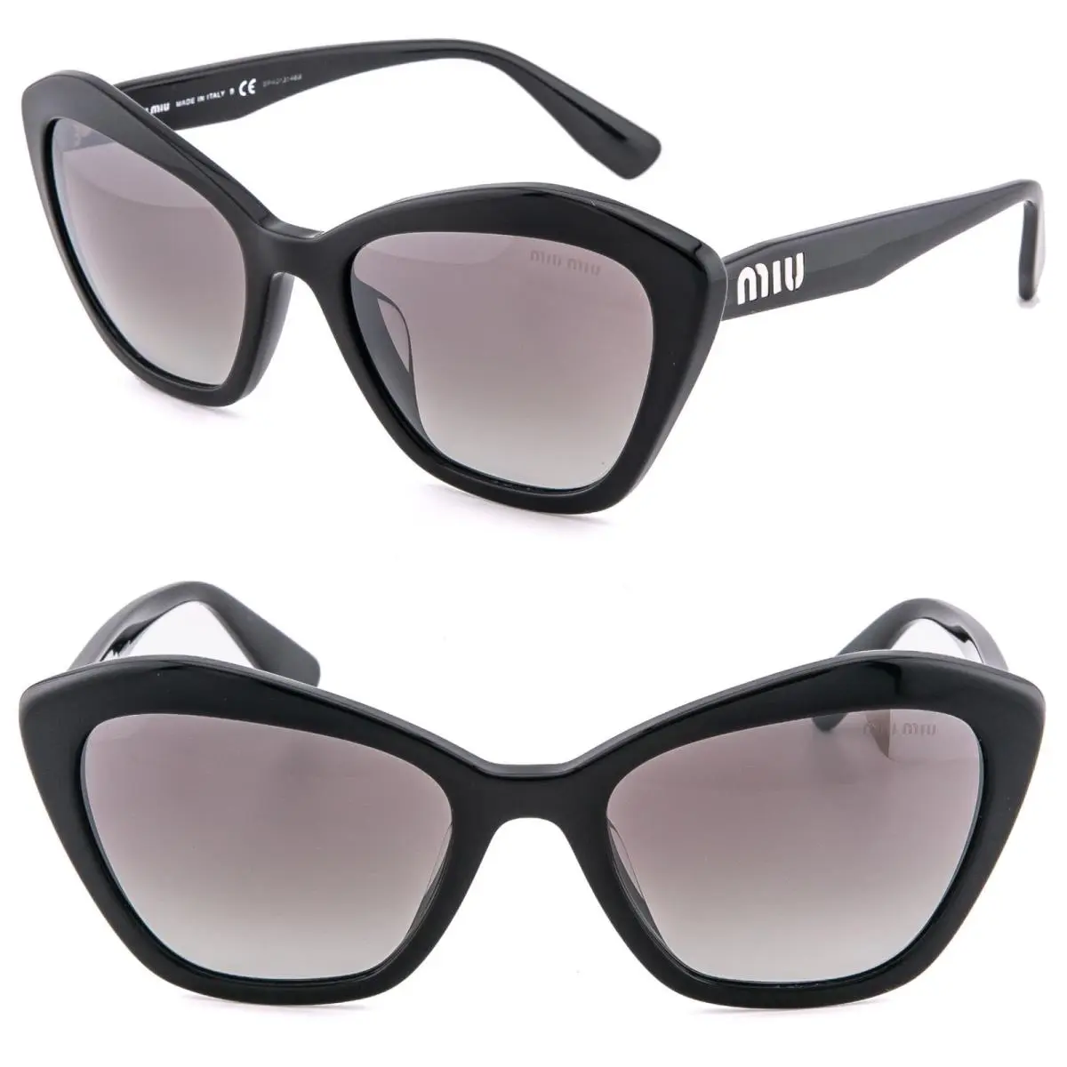 Logo MU05US Black Geometric Mirror Luxury Sunglasses 05US 05U by Miu Miu