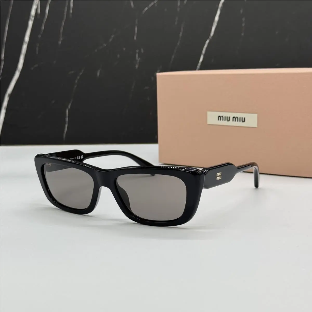 MU B12S 16K80Q Black Cat Eye Sunglasses MUB12S by Miu Miu