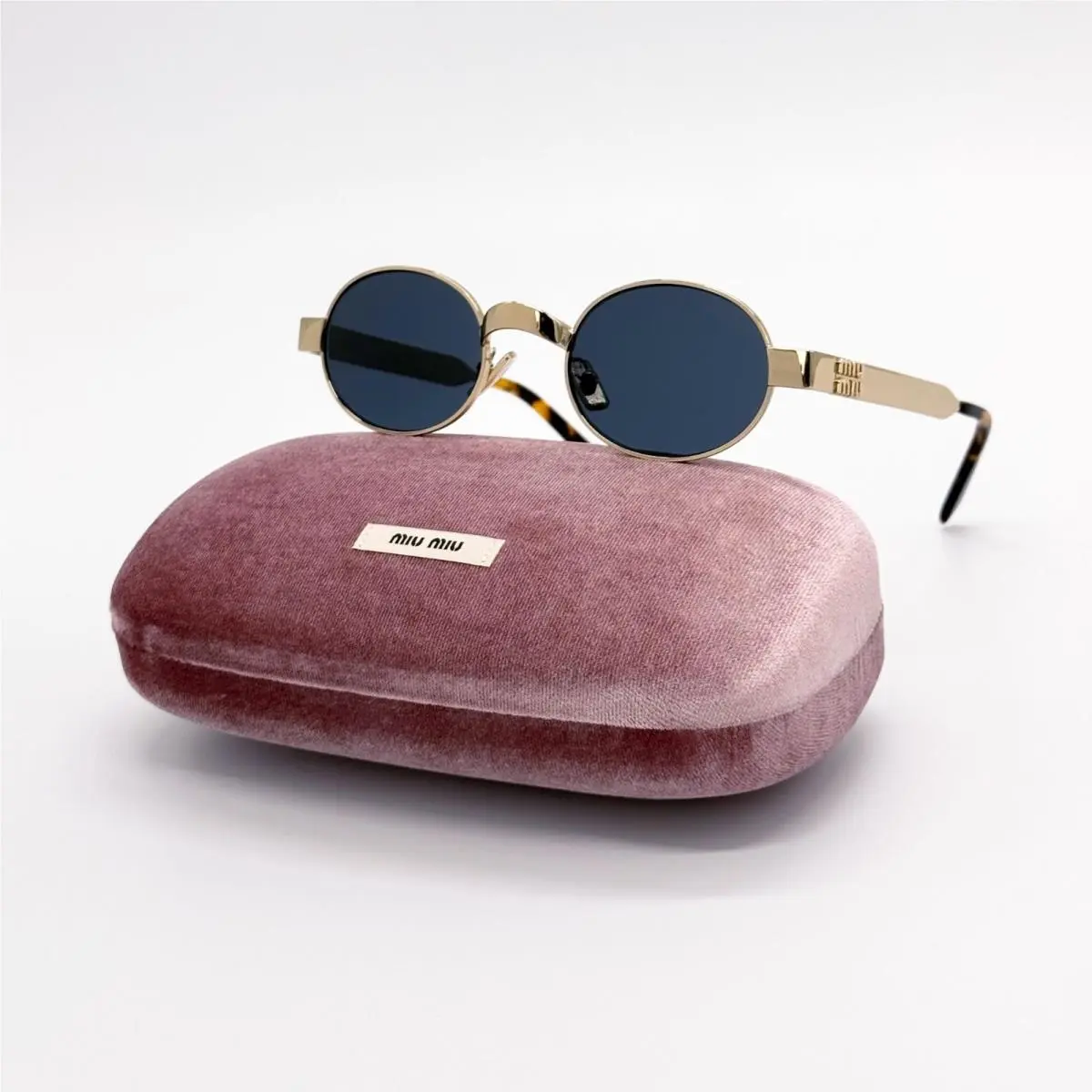 MUB51S ZVN70B Gold Gray Women Round Sunglasses Smu B51 by Miu Miu