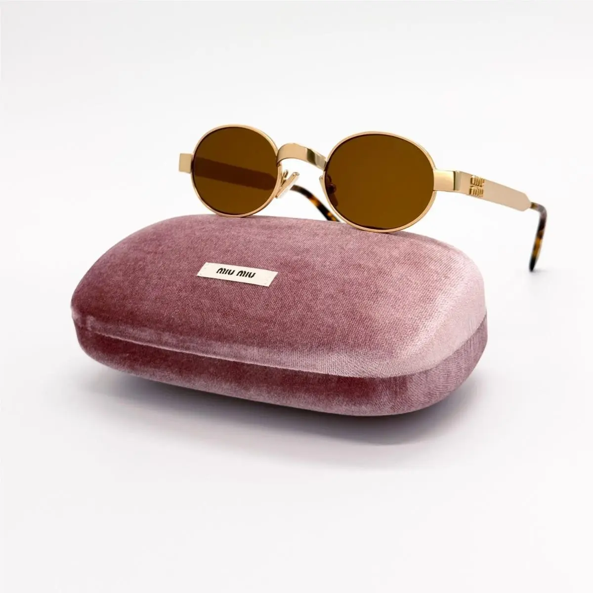 MUB51S 22M20V Gold Women Round Sunglasses Smu B51 by Miu Miu