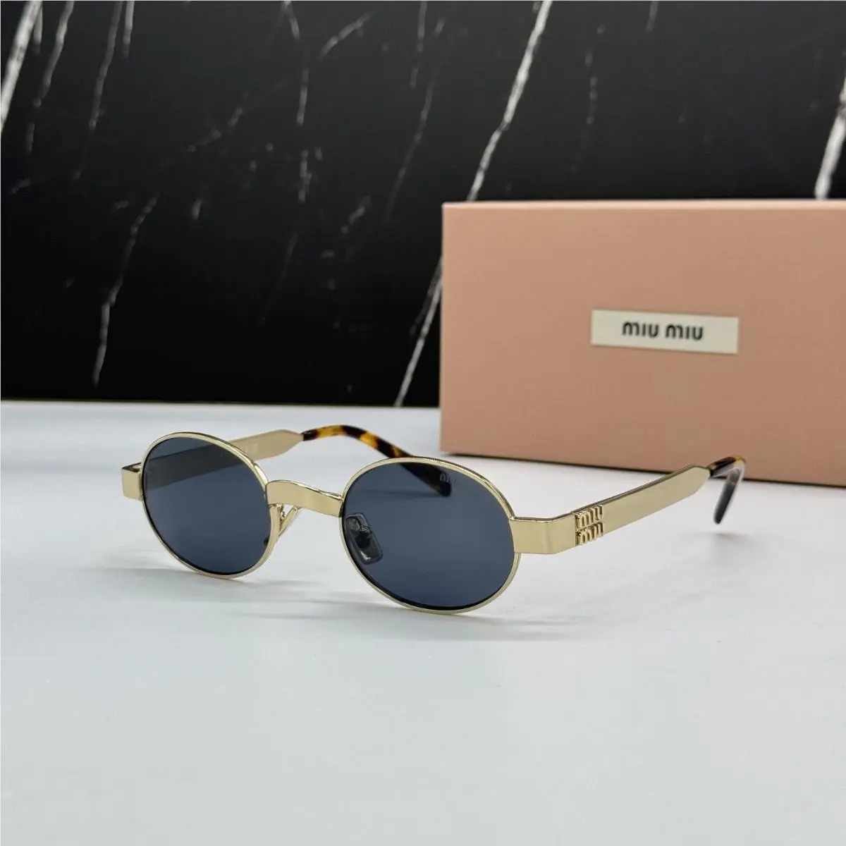 MUB51S Gold Gray Women Sunglasses MU B51S ZVN70B by Miu Miu
