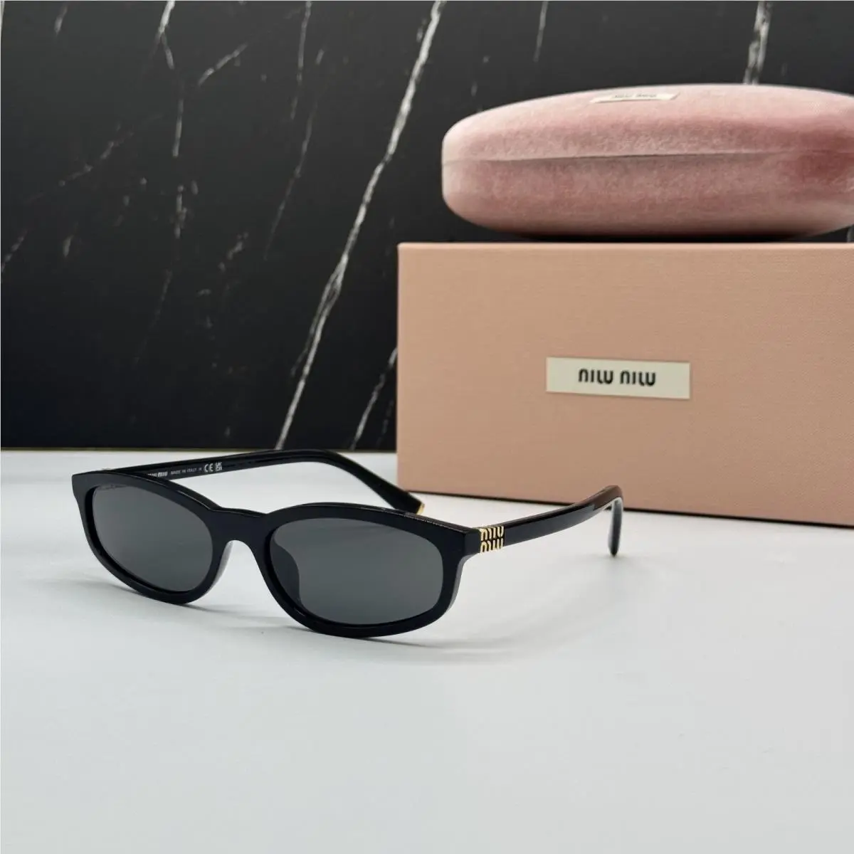 MUA06S 16K08Z Sunglasses Black Women MU A06S Smu A06 Eyewear by Miu Miu