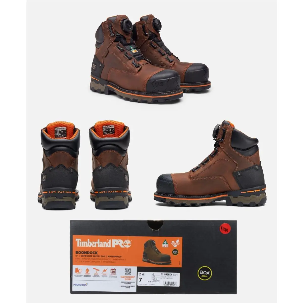Timberland Men`s Pro® Boa® Boondock 6 Composite Toe Brown Work Boot Size 7