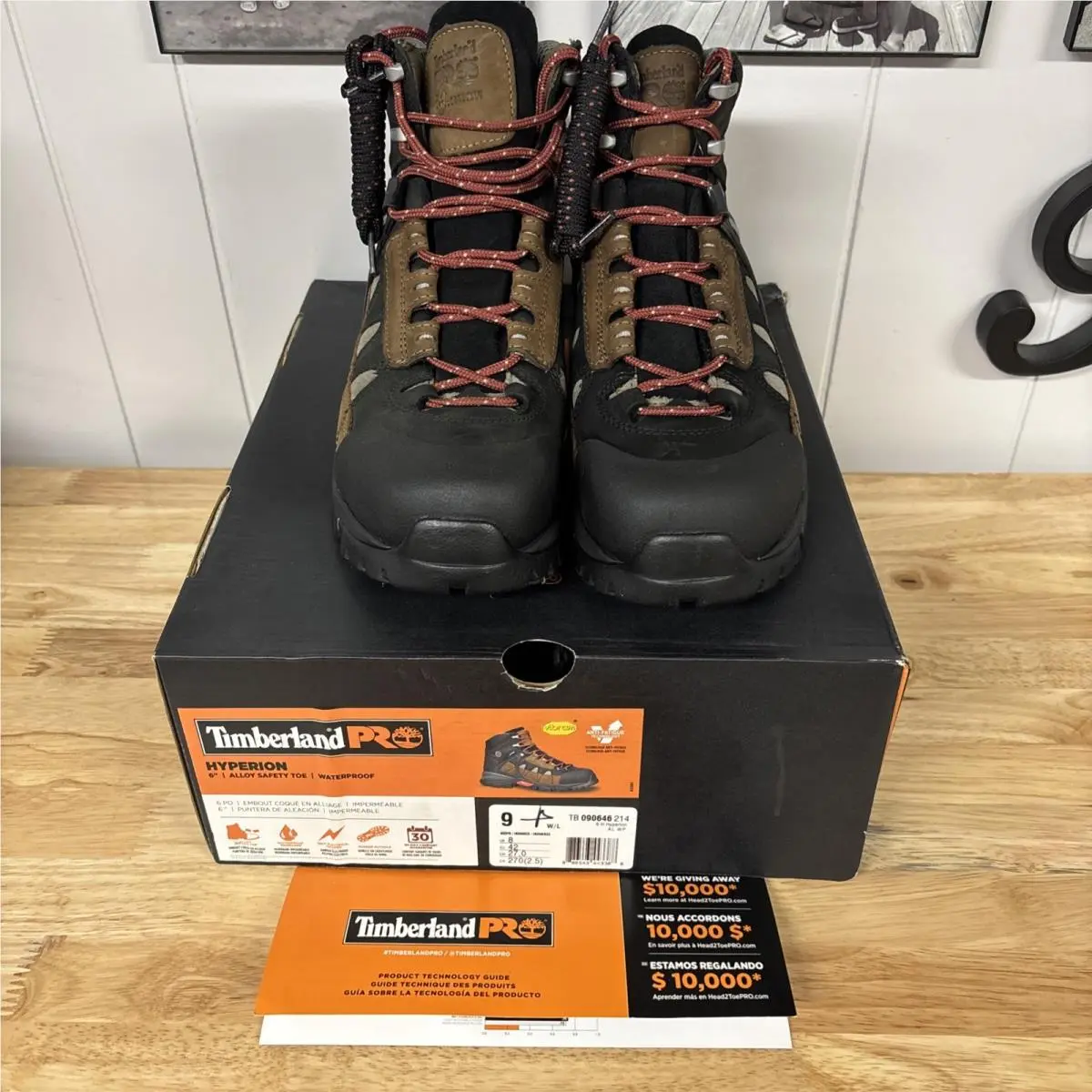 Men`s Timberland Pro 6 Hyperion Alloy Toe Waterproof Work Boots 9 Wide