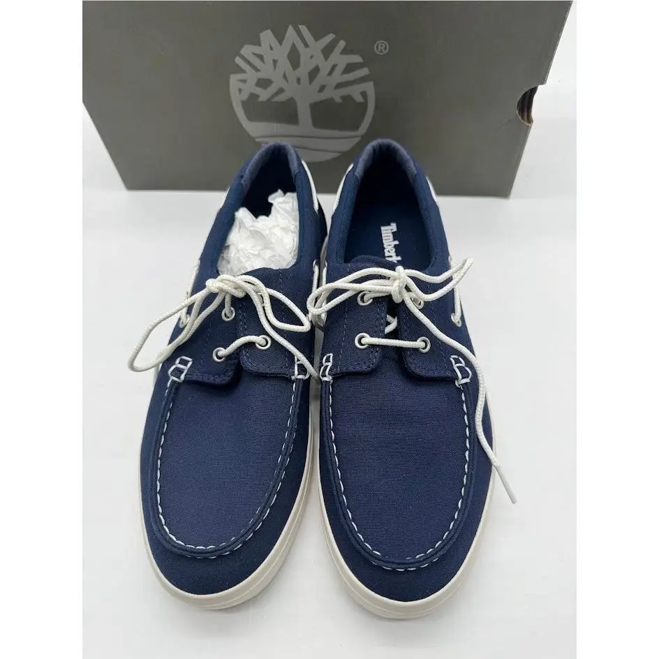 Timberland Union Wharf 2-Eye Boat Shoe Mens 7 Navy Canvas Deck Shoe TB0A1Q86019