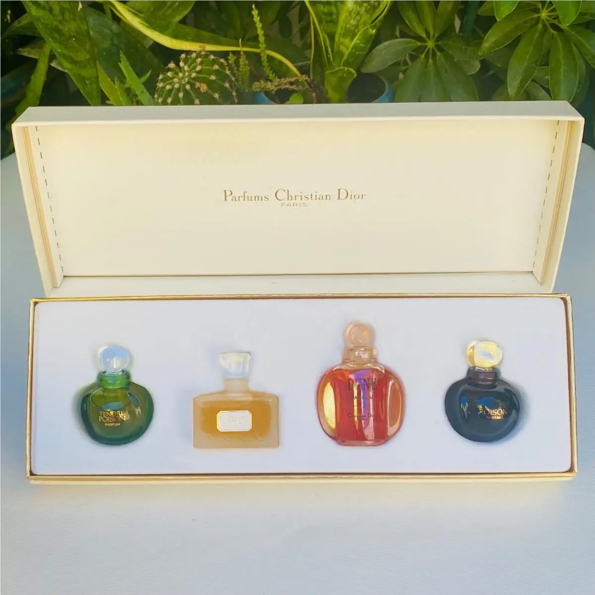 Vintage Dior 80s Parfum Mini Perfume Box Set Miss Dior Poison Dune Tendre