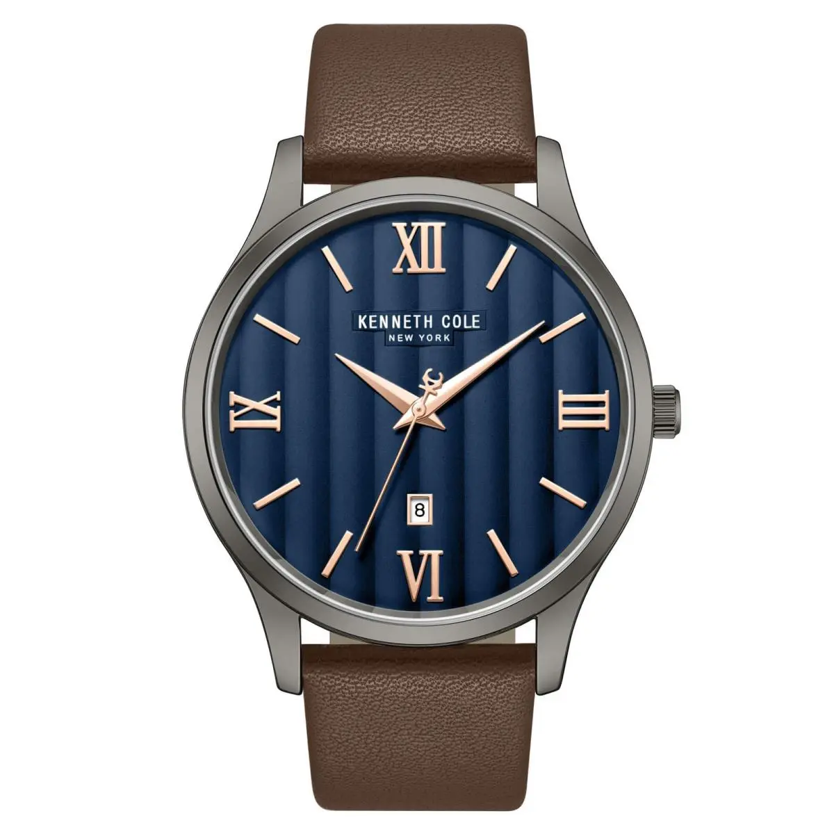 Kenneth Cole KCWGB0000571 Men`s Watch Blue Dial Brown Leather Strap