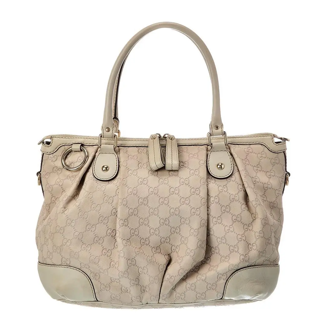 Louis Vuitton Gucci Light Grey Lambskin Leather Sukie Gg Tote Pre-loved Women`s