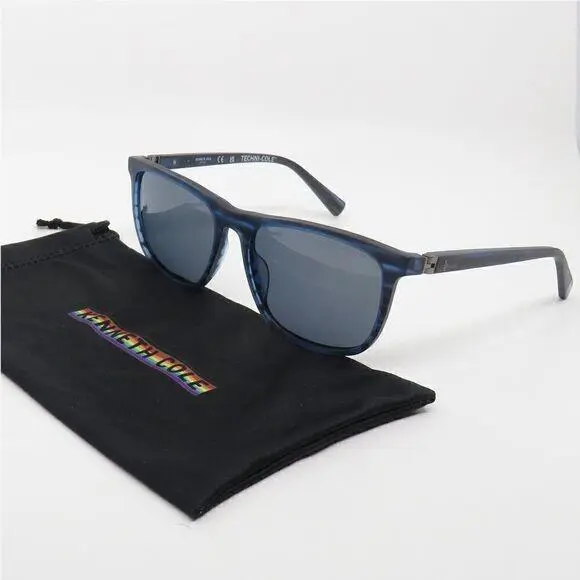 Reaction Polarized KC7259/S 91D Matte Blue/smoke Sunglasses by Kenneth Cole