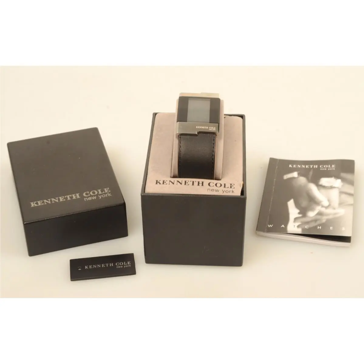 Kenneth Cole KC1296 Men’s Digital Slim Black Leather Band - Needs Battery