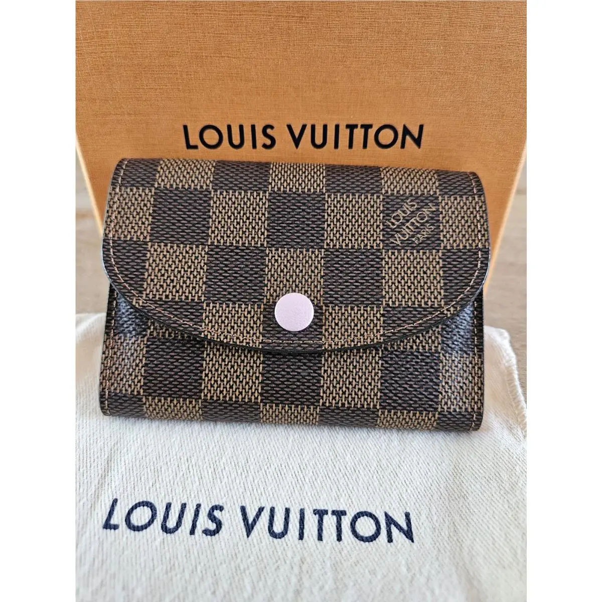 Rosalie Coin Purse Wallet Damier Ebene w Rose Ballerine by Louis Vuitton