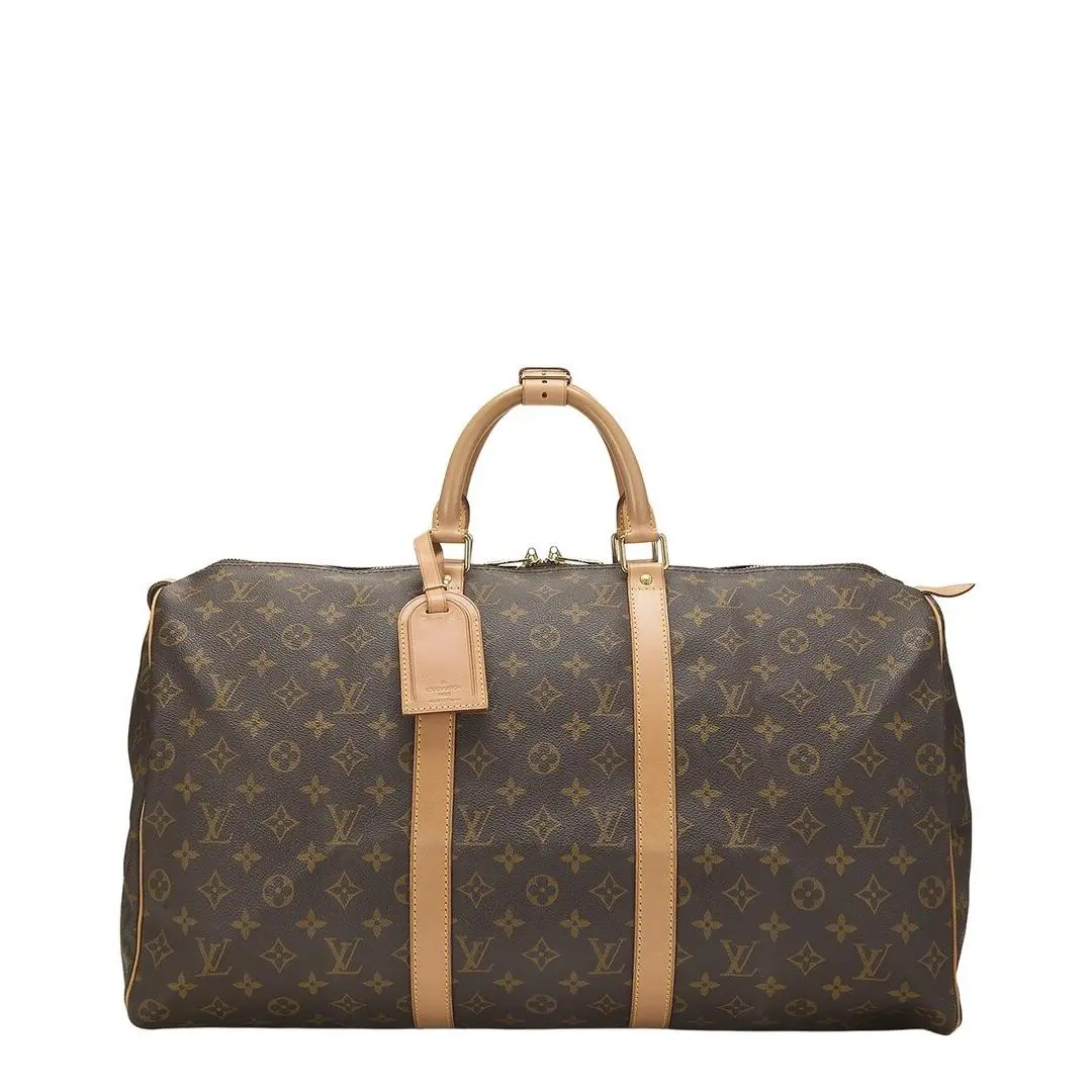 Brown Monogram Coated Canvas Vachetta Leather Keepall 50 by Louis Vuitton