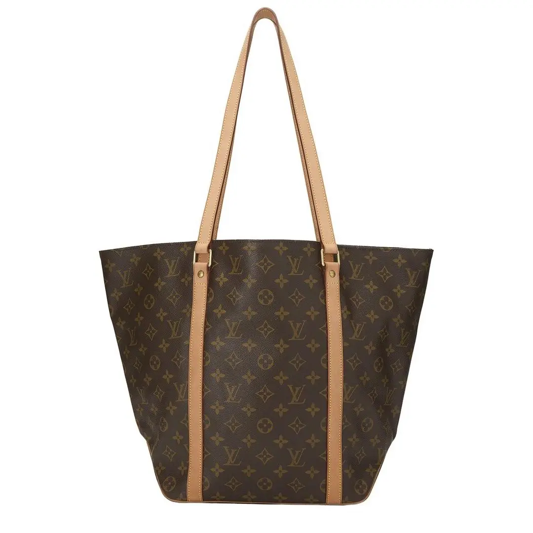 Brown Monogram Coated Canvas Vachetta Leather Sac Shopping by Louis Vuitton