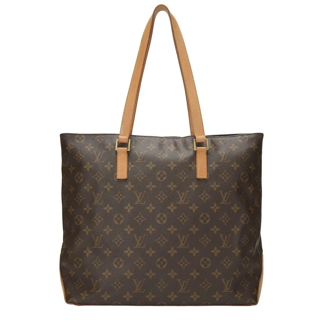 Brown Monogram Coated Canvas Vachetta Leather Cabas Mezzo by Louis Vuitton
