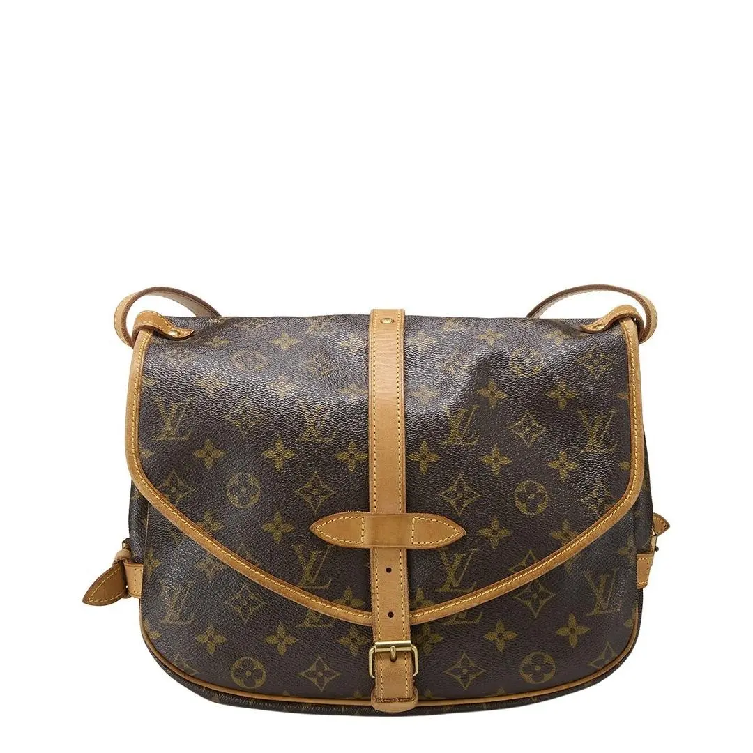Brown Monogram Coated Canvas Vachetta Leather Saumur 30 by Louis Vuitton