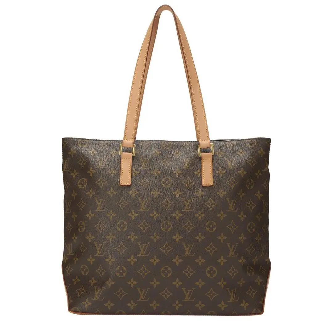 Brown Monogram Coated Canvas Vachetta Leather Cabas Mezzo by Louis Vuitton