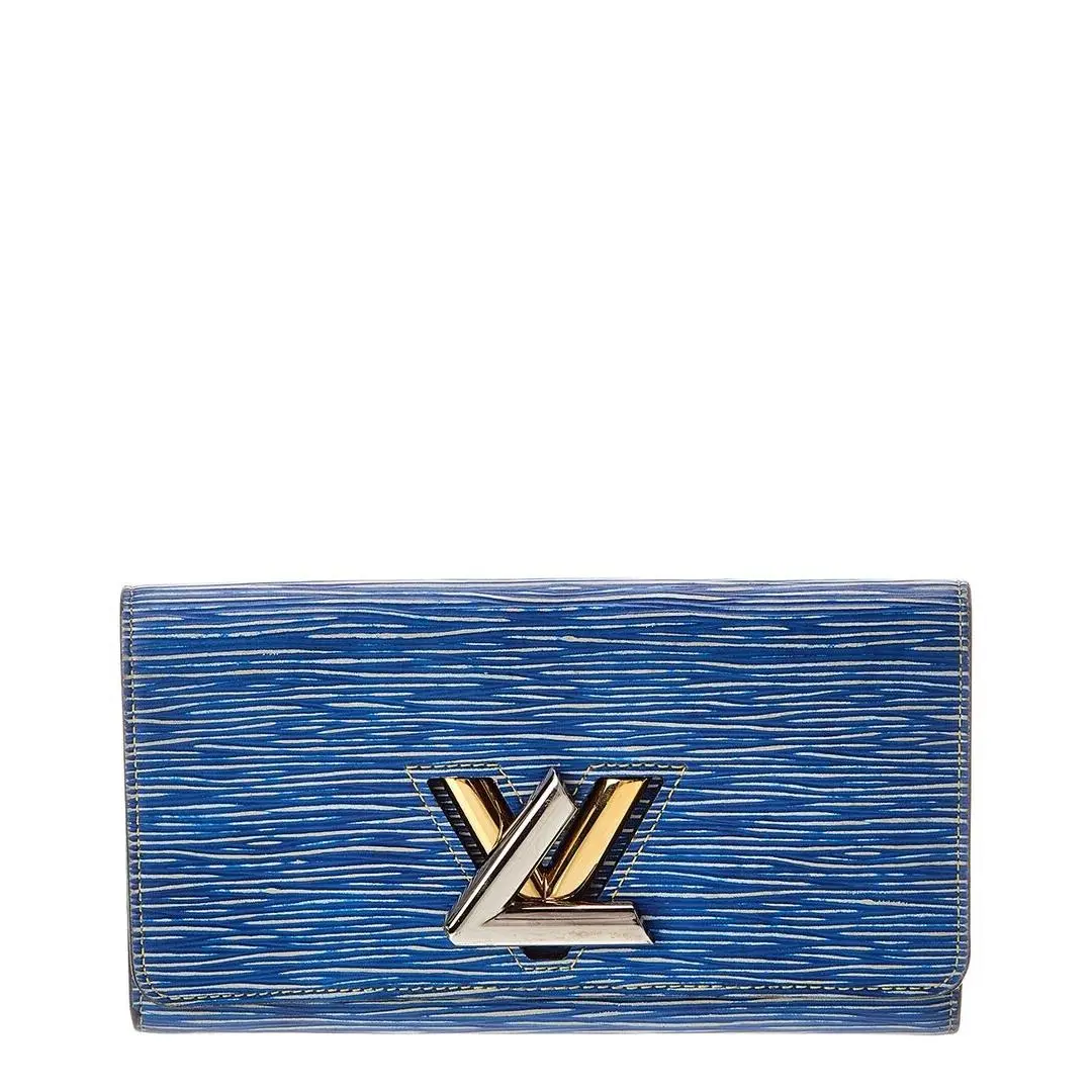 Blue Leather Twist Long Wallet Pre-loved Women`s by Louis Vuitton