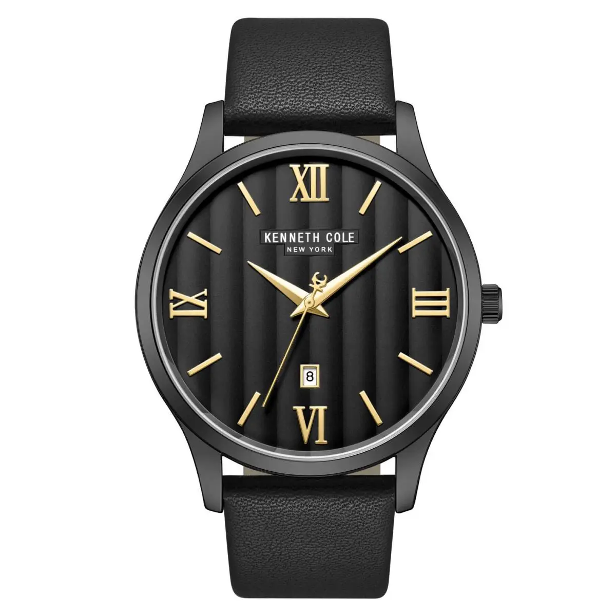 Kenneth Cole KCWGB0000570 Men`s Watch Black Dial Black Leather Strap