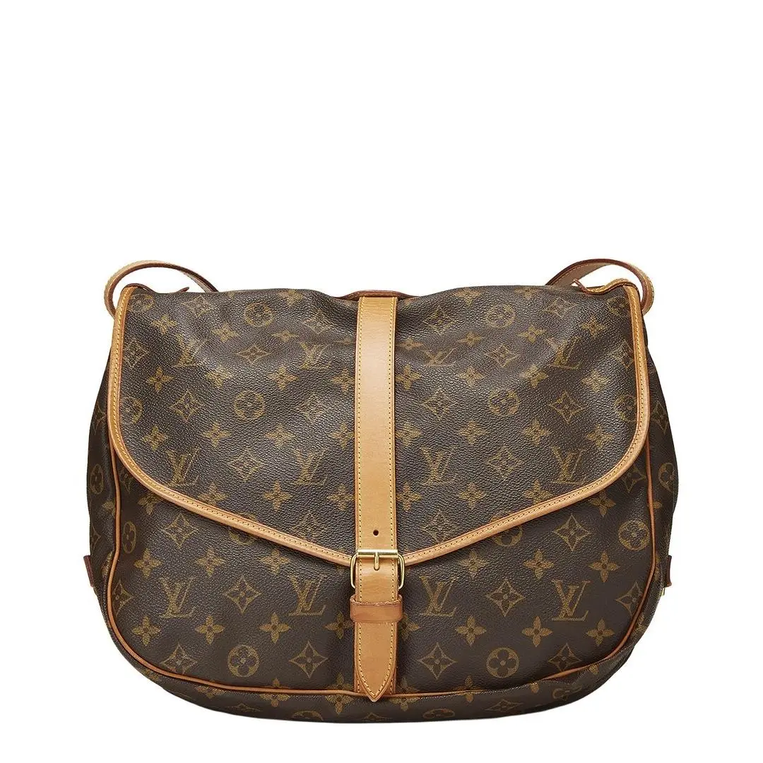 Brown Monogram Coated Canvas Vachetta Leather Saumur 35 by Louis Vuitton