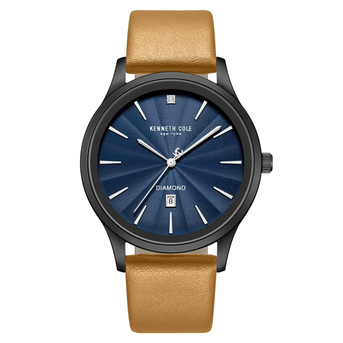 Kenneth Cole KCWGB0000375 Men`s Watch Blue Dial Brown Leather Strap