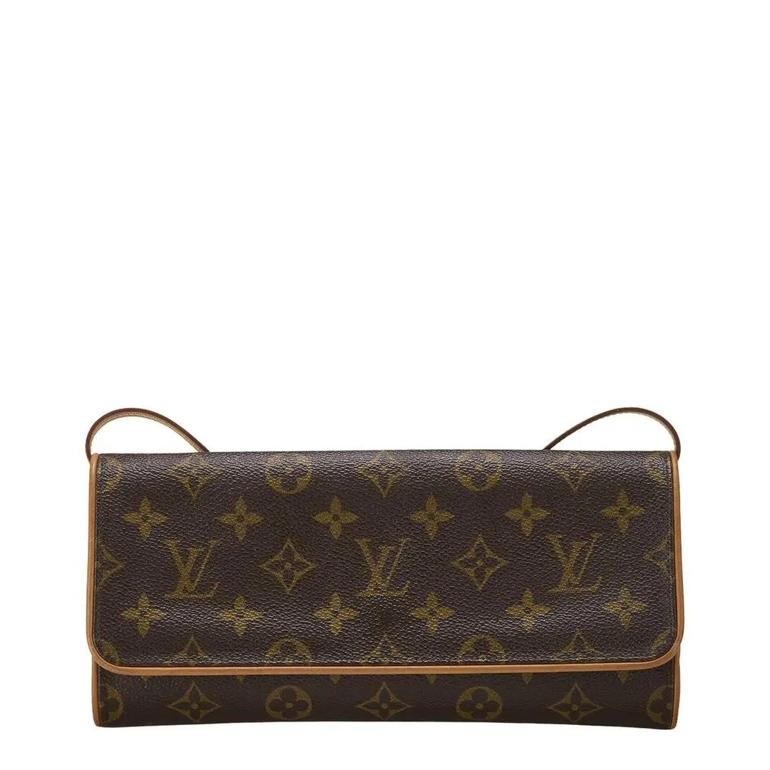 Brown Monogram Coated Canvas Vachetta Leather Pochette Tw by Louis Vuitton