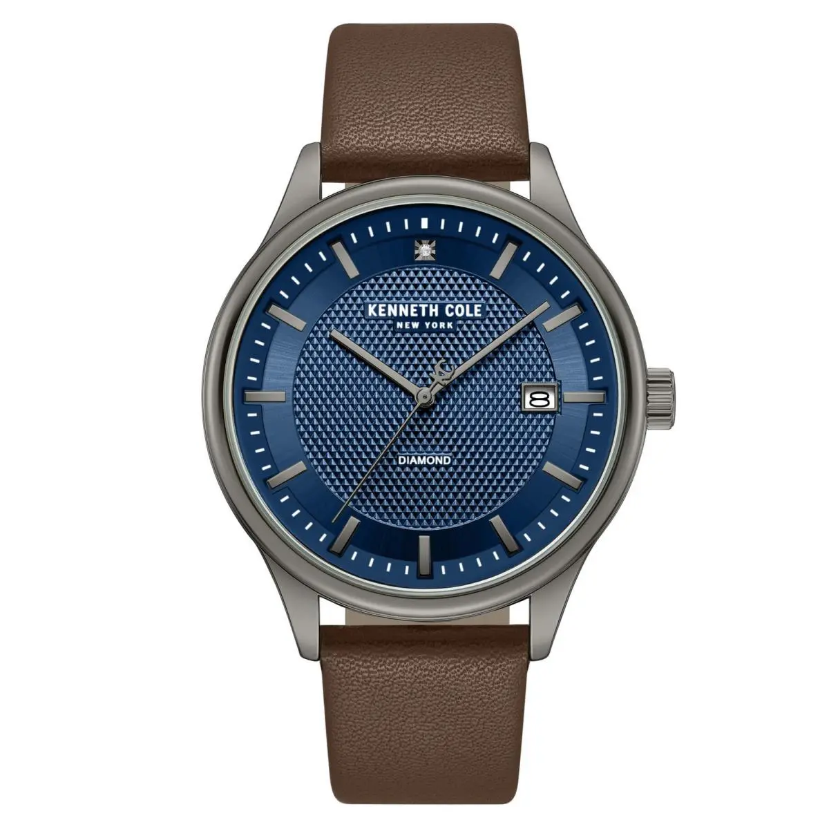 Kenneth Cole KCWGB0000671 Men`s Watch Blue Dial Brown Leather Strap