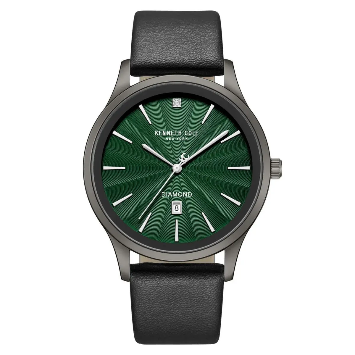 Kenneth Cole KCWGB0000376 Men`s Watch Green Dial Black Leather Strap