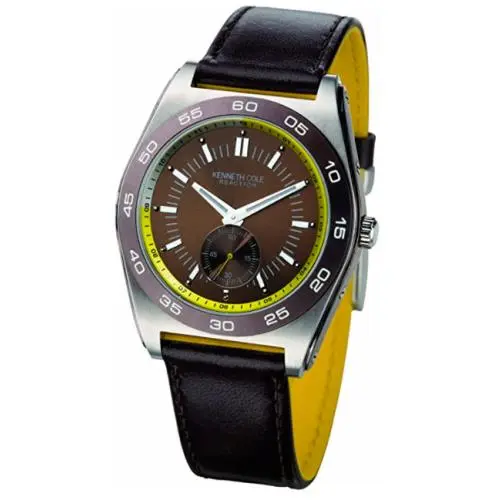 Kenneth Cole Reaction Men`s Brown Leather Watch KC1444 - Dial: Brown, Band: Brown, Bezel: Brown