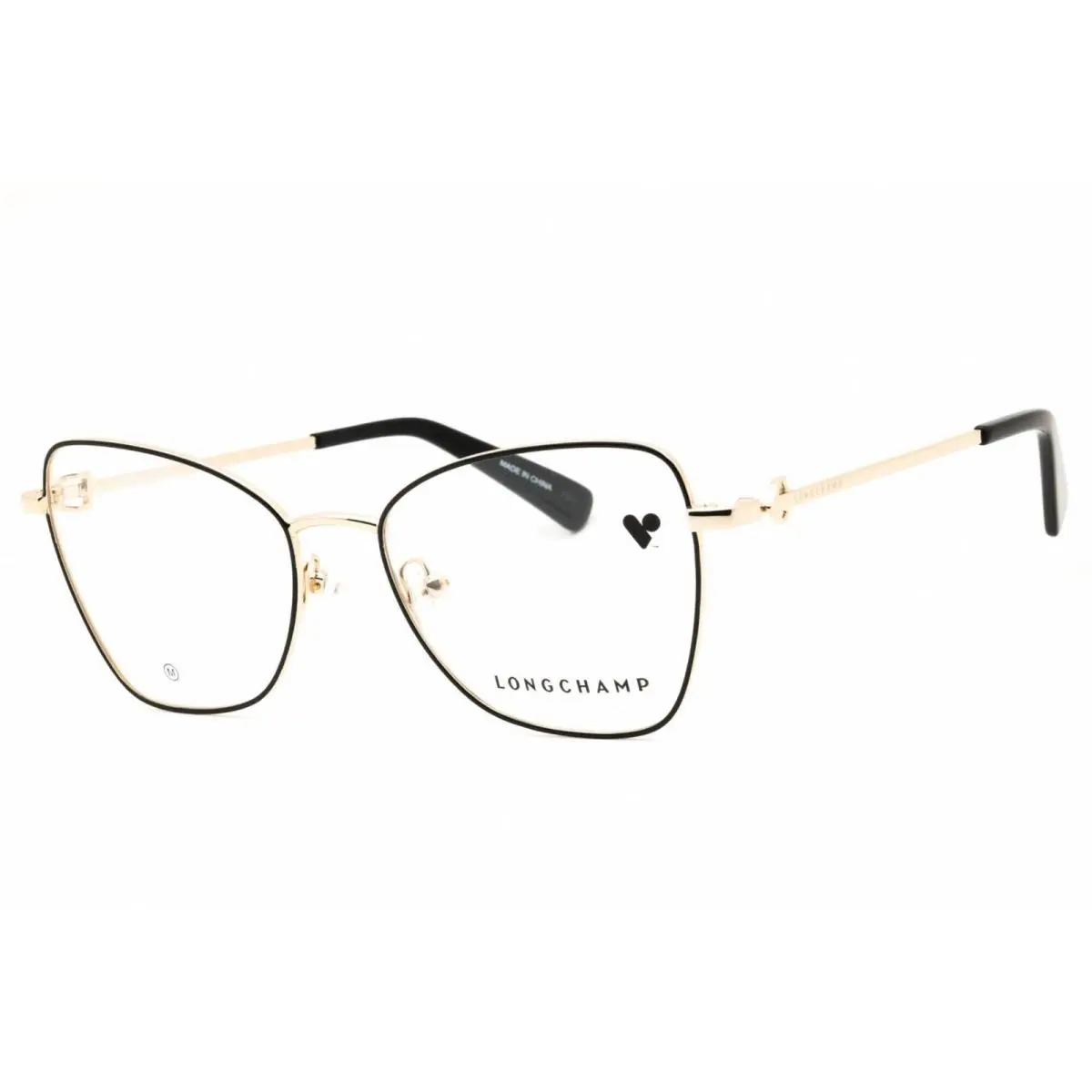 LO2157 728 Women`s Gold/black Cat Eye Shape Eyeglasses Metal Full Rim by Longchamp