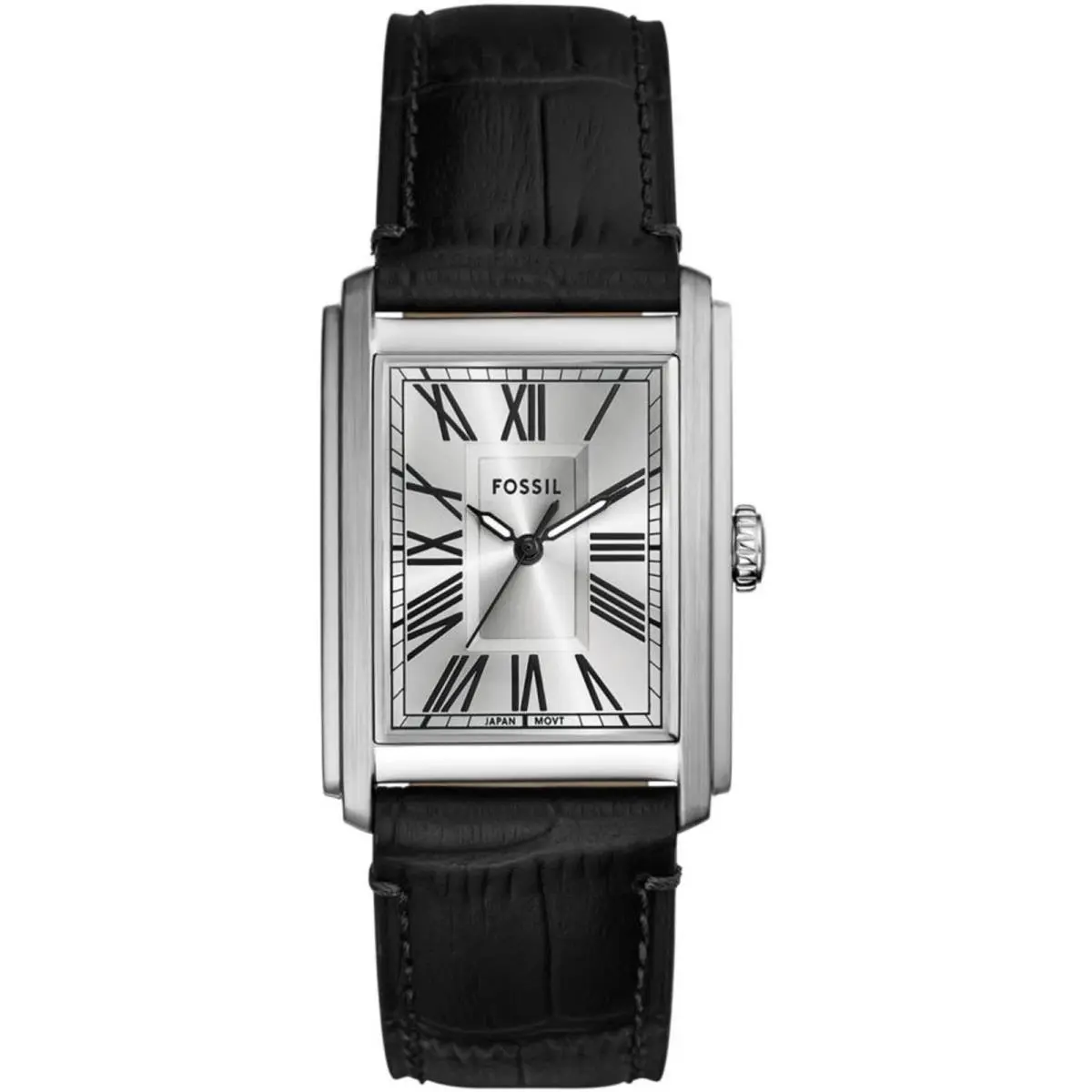 Men`s Watch Carraway Quartz Silver Tone Dial Black Leather Strap FS6078 by Fossil