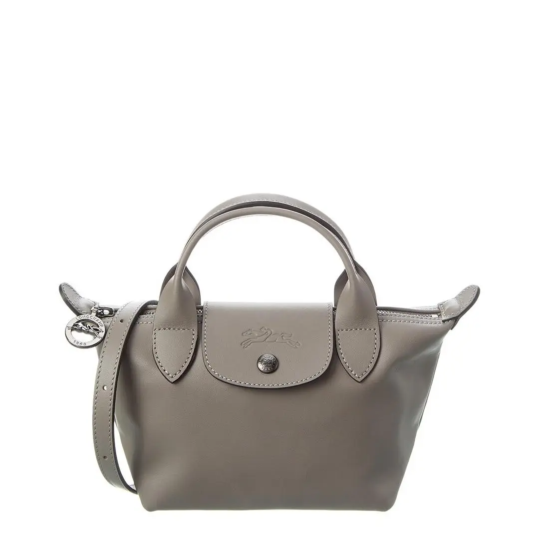 Le Pliage Xtra Xs Leather Handbag Women`s Gray Os by Longchamp