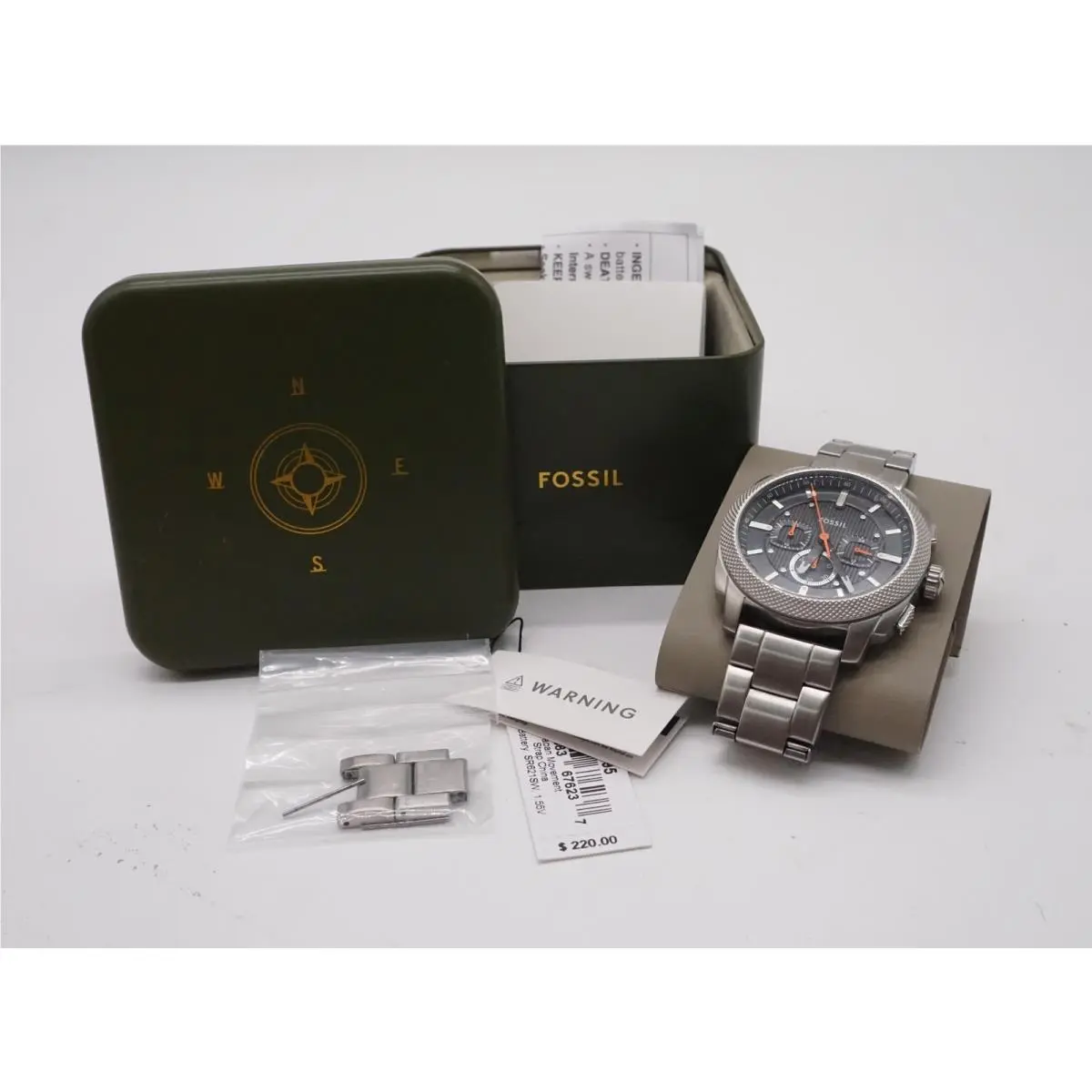 FS6095 Men`s Machine Stainless Steel Black Dial Chronograph Watch by Fossil