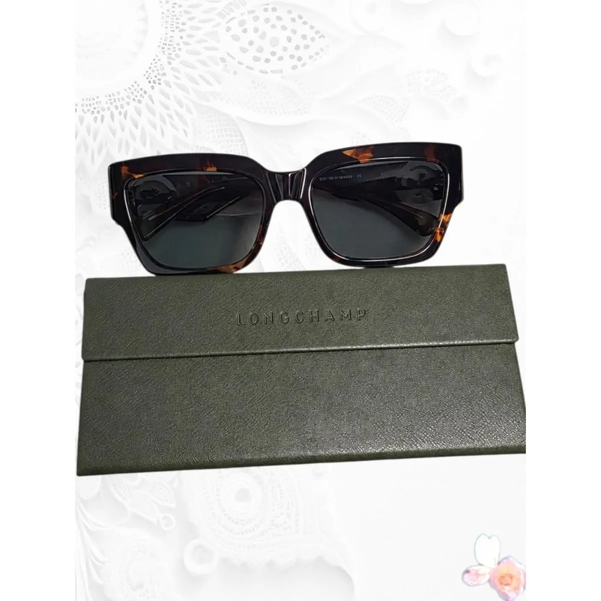 Tortoiseshell Square Sunglasses with Dark Lenses LO735S 230 by Longchamp