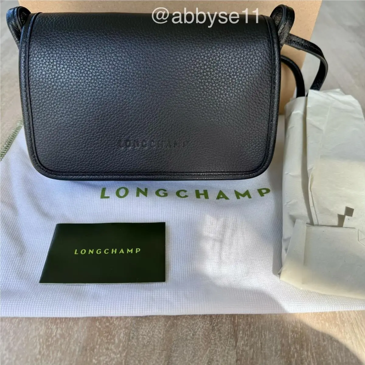 Black Le Foulonn Leather Wallet-on-strap XS Clutch by Longchamp