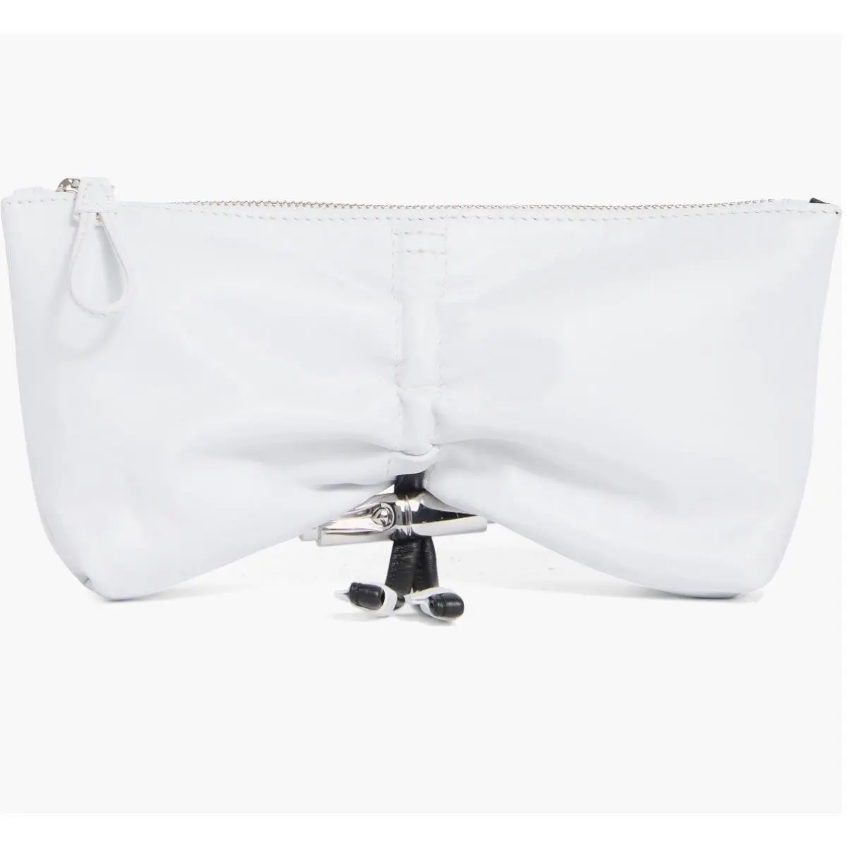 White Leather Clutch Lambskin Statement Purse Rtl by Longchamp