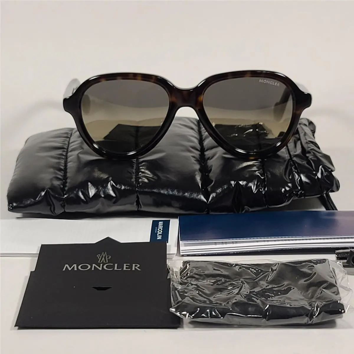ML0043 52C Aviator Sunglasses Dark Havana Brown Gold Tint Lens 52mm by Moncler