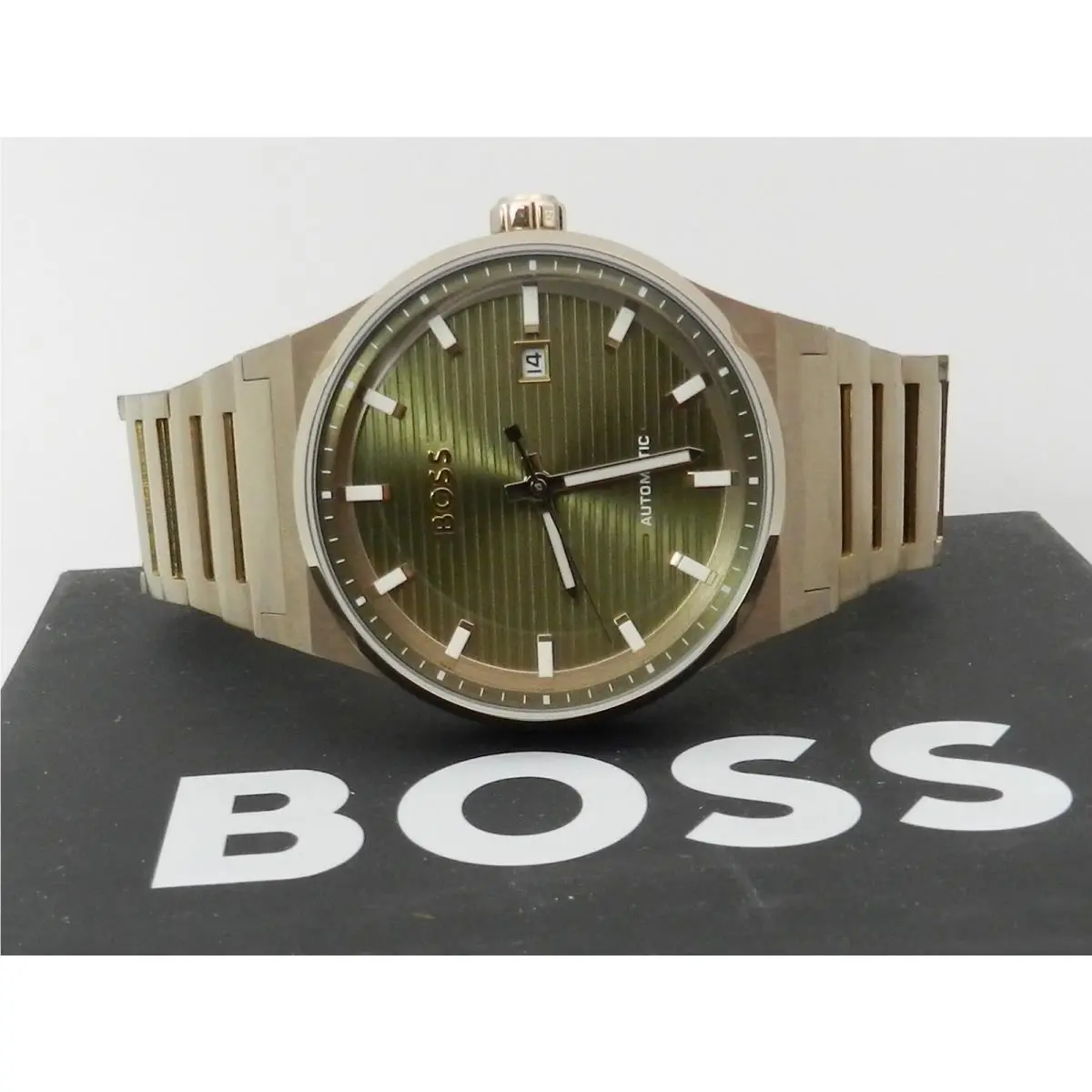 Hugo Boss Men`s Candor Auto Mech-automatic Ionic Plated Beige Gold Steel Watch