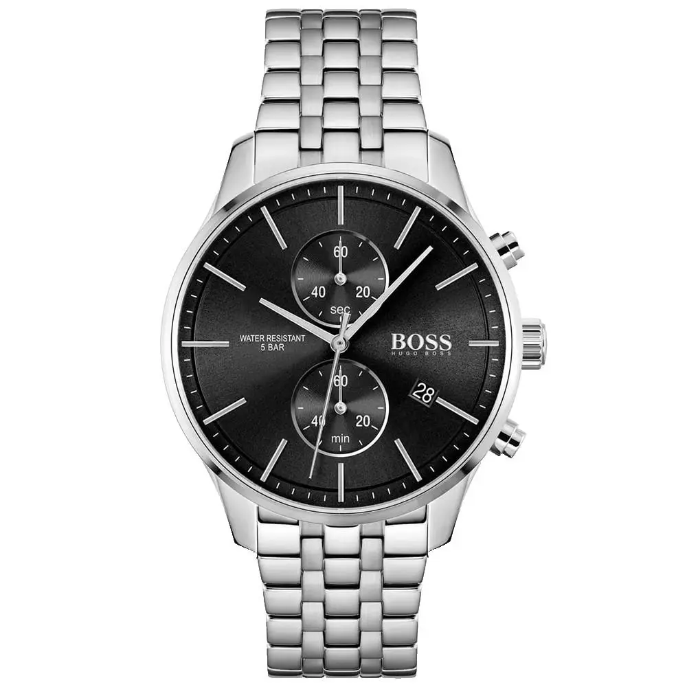Hugo Boss Associate Chronograh 1513869 Black Dial Gray Bracelet 42MM Mens Watch