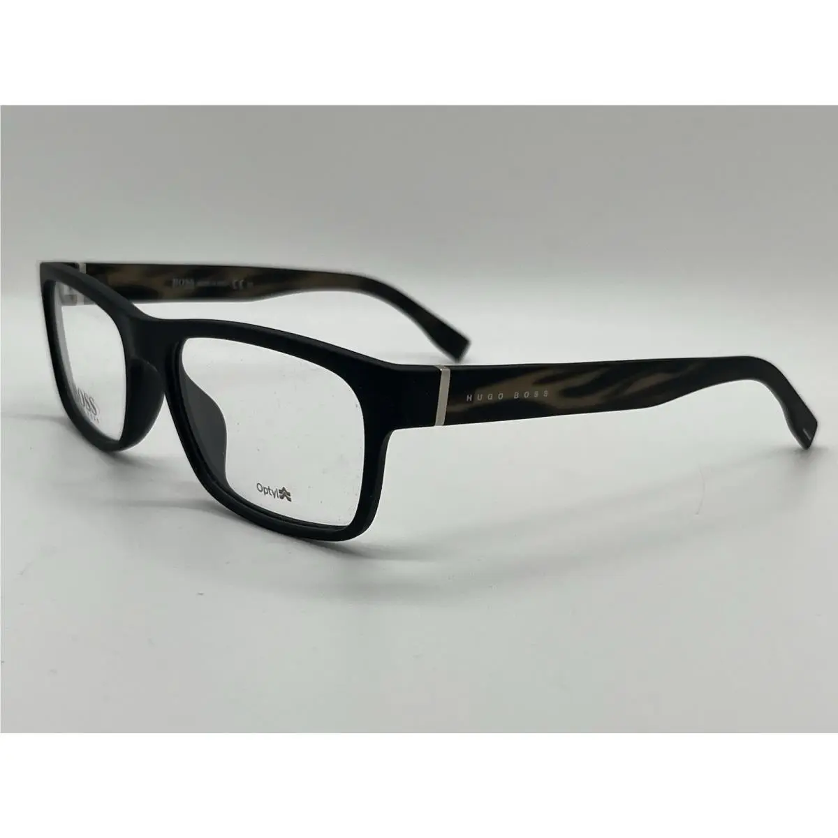 Hugo Boss 0729 2QC Matte Black Greyhorn Rectangular Eyeglasses 54-17-140