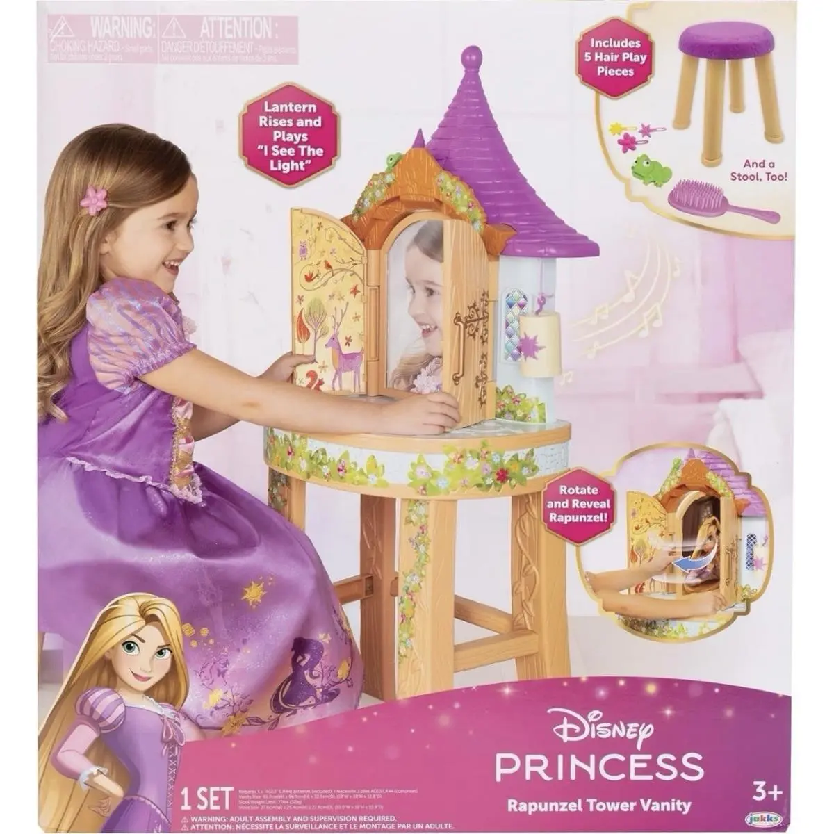 Disney Princess Rapunzel Tower Vanity Playset w/ Stool Accessories –