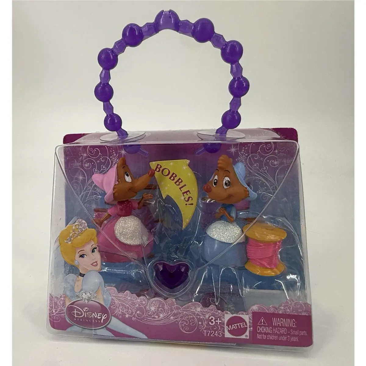 Vintage Mattel Disney Princess Cinderella Mice Bobble-head/bracelet Set Nos Frsh