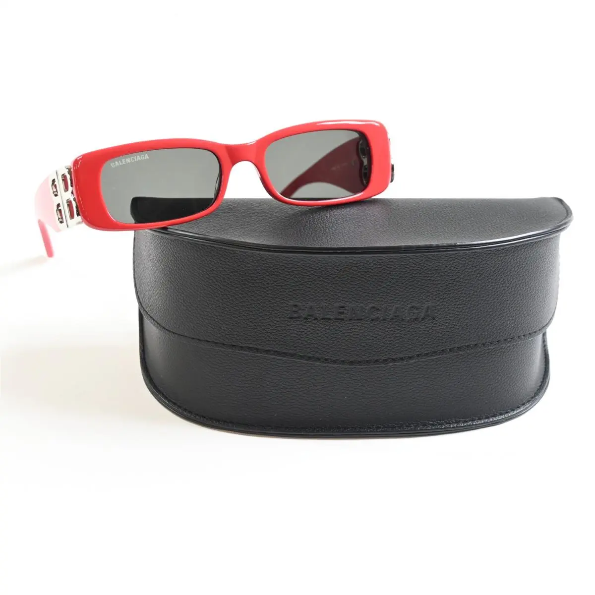 Balenciaga BB0096S 015 Womens Sunglasses Red/silver 51mm