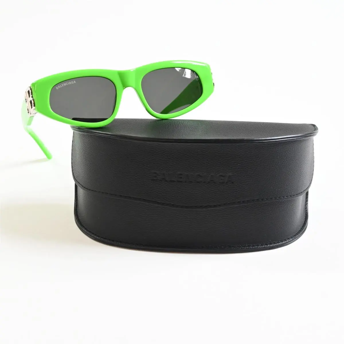Balenciaga BB0095S 009 Womens Sunglasses Lime/gray 53mm