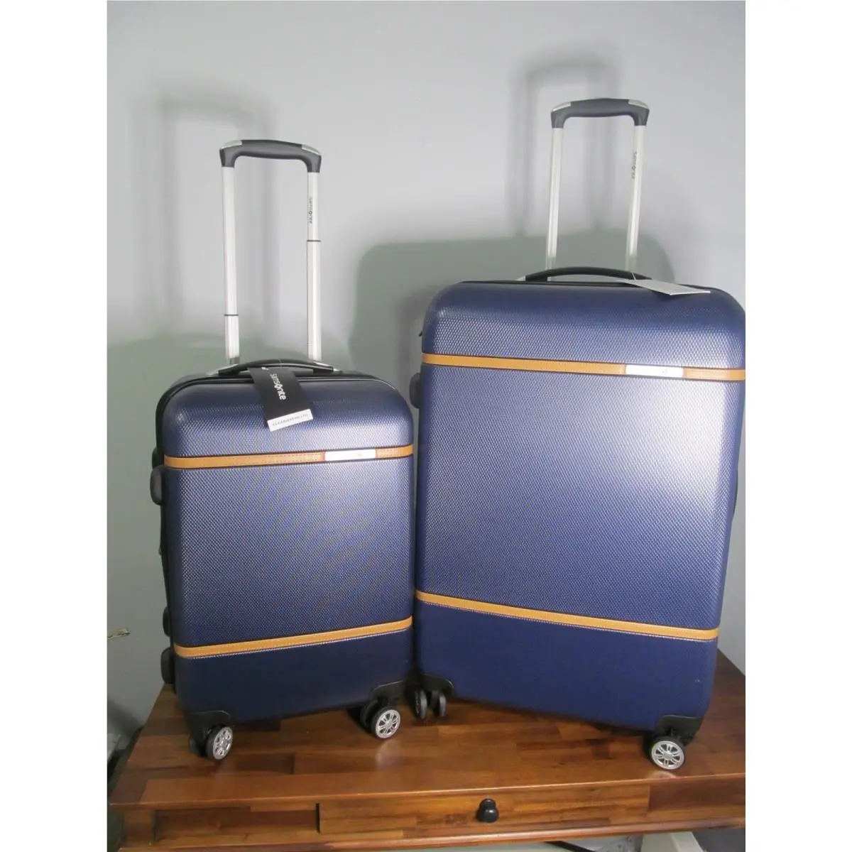 Luggage Set-carry On Check In-navy Blue Britlish Saddle Accents by Samsonite