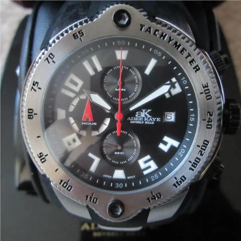 Men`s Watch Chrono Tachymeter Sports Rubber AK6000M by Adee Kaye