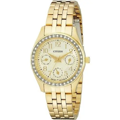 Crystal Women Watch Stainless Steel Gold Tone Dial Champagne ED8132-55P by Citizen